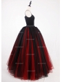 Black and Red Gothic Ball Gown Tulle Long Maxi Skirt 