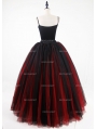 Black and Red Gothic Ball Gown Tulle Long Maxi Skirt 