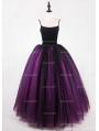 Black and Fuchsia Gothic Ball Gown Tulle Long Maxi Skirt 