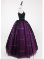 Black and Fuchsia Gothic Ball Gown Tulle Long Maxi Skirt 