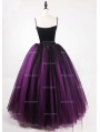 Black and Fuchsia Gothic Ball Gown Tulle Long Maxi Skirt 