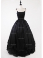 Black Gothic Chiffon and Lace Ankle Length Skirt 