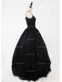 Black Gothic Chiffon and Lace Ankle Length Skirt 