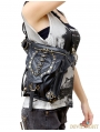 Black Gothic Punk Chain Cross-body Unisex Motorcycle Waist Shoulder Messenger Bag 