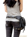 Black Gothic Punk Chain Cross-body Unisex Motorcycle Waist Shoulder Messenger Bag 