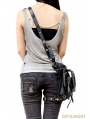 Black Gothic Punk Chain Cross-body Unisex Motorcycle Waist Shoulder Messenger Bag 