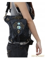 Black Gothic Punk Steampunk Rivets Cross-body Waist Shoulder Messenger Bag 