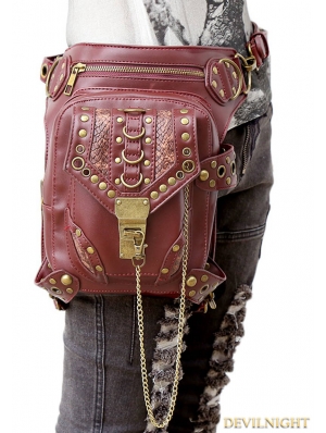 Brown Vintage Gothic Steampunk Waist Shoulder Messenger Bag 