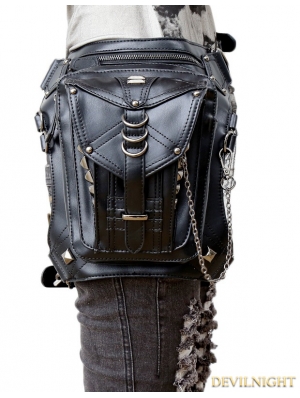 Black Gothic Chain Waist Shoulder Messenger Bag Pack