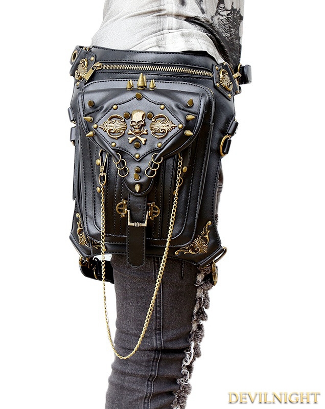 Gothic Cyberpunk Steampunk Skull Waist Shoulder Messenger Bag 
