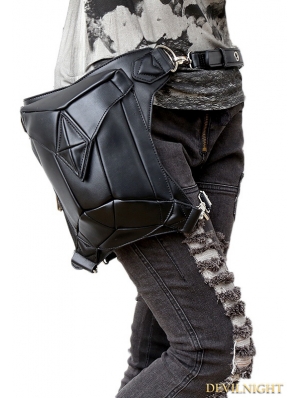 Black Gothic Punk Waist Shoulder Messenger Backpack Bag