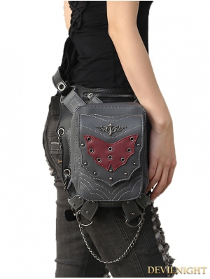 Gothic Steampunk Bat Rivet Travel Waist Shoulder Bags with Phone Pocket