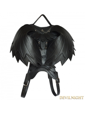 Black Gothic Angel Devil Lace Daypack Girl Heart Shoulder Bag