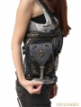 Black Vintage Gothic Steampunk Cross-body Motorcycle Waist Shoulder Messenger Bag 