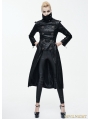 Black Leather Gothic Punk Military Coat for Women