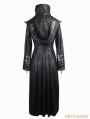 Black Leather Gothic Punk Military Coat for Women