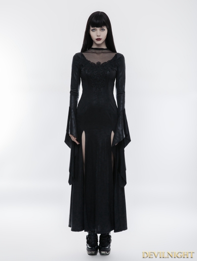Black Gothic Gorgeous Lace Split Dress
