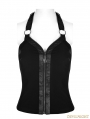 Black Gothic Punk Zipper Vest for Women