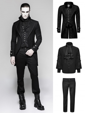 Black Gothic Gentleman Steampunk Suit for Men