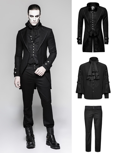 Black Gothic Gentleman Steampunk Suit for Men