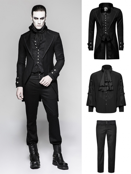 Black Gothic Gentleman Steampunk Suit for Men 