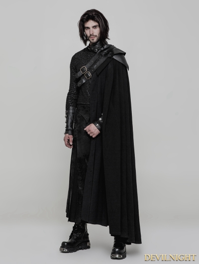 Black Gothic Uniform Long Cloak for Men