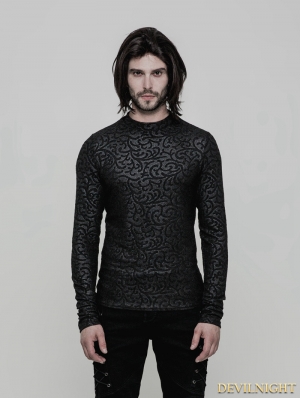 Black Gothic Pattern T-Shirt for Men