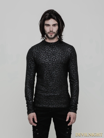 Black Gothic Pattern T-Shirt for Men