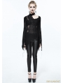 Black Gothic Lace Floral Sexy Asymmetric Shirt for Women