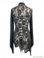 Black Gothic Lace Floral Sexy Asymmetric Shirt for Women