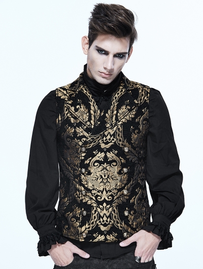 Gold Gothic Vintage Double-breasted Waistcoat for Men 