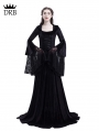 Black Gothic Medieval Vampire Hooded Dress Costume