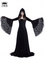 Black Gothic Medieval Vampire Hooded Dress Costume