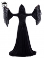 Black Gothic Medieval Vampire Hooded Dress Costume