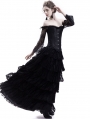 Black Lace Romantic Vintage Gothic Corset Long Prom Party Dress