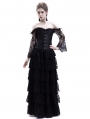 Black Lace Romantic Vintage Gothic Corset Long Prom Party Dress