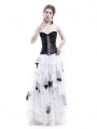 White and Black Romantic Gothic Punk Long Prom Party Dress