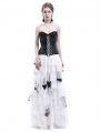 White and Black Romantic Gothic Punk Long Prom Party Dress