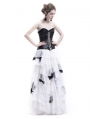 White and Black Romantic Gothic Punk Long Prom Party Dress