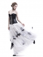 White and Black Romantic Gothic Punk Long Prom Party Dress