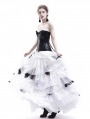 White and Black Romantic Gothic Punk Long Prom Party Dress