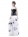 White and Black Romantic Gothic Punk Long Prom Party Dress