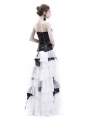 White and Black Romantic Gothic Punk Long Prom Party Dress