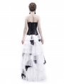 White and Black Romantic Gothic Punk Long Prom Party Dress