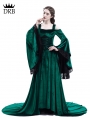 Green Off-the-Shoulder Renaissance Fairy Tale Medieval Dress