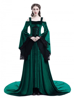 Green Off-the-Shoulder Renaissance Fairy Tale Medieval Dress