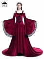 Red Off-the-Shoulder Renaissance Fairy Tale Medieval Dress