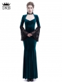 Blue Velvet Dark Queen Morticia Addams Gothic Victorian Dress