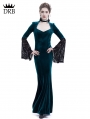 Blue Velvet Dark Queen Morticia Addams Gothic Victorian Dress