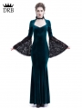 Blue Velvet Dark Queen Morticia Addams Gothic Victorian Dress